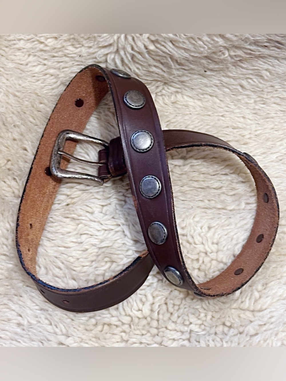 Brown Leather Studded Men’s Belt